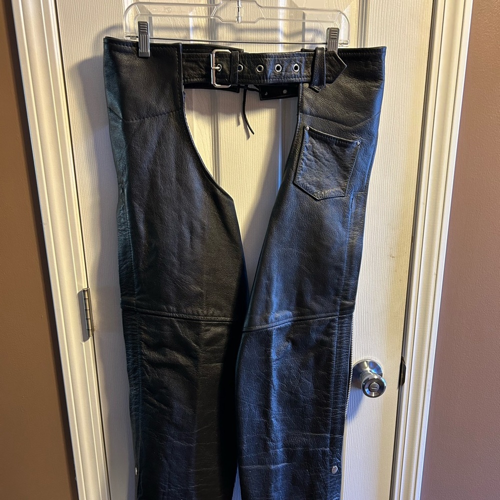 Black Leather Chaps with Belt